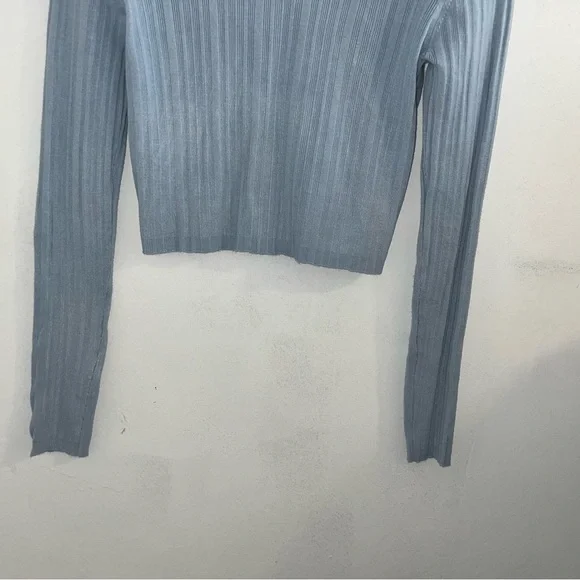 Garage Light Blue Ribbed Knit Top - Picture 6 of 11